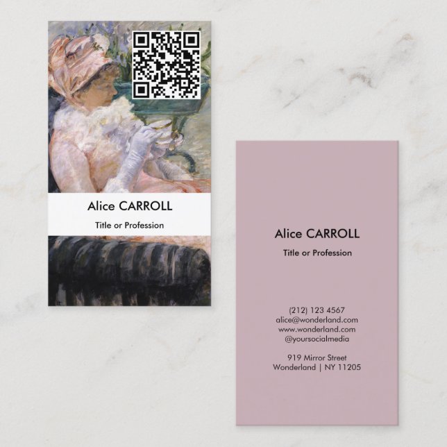 Carte De Visite Mary Cassatt - La tasse de thé - Code QR (Devant / Derrière)