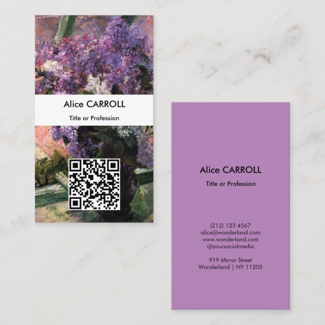 Carte De Visite Mary Cassatt - Lilas dans une fenêtre - Code QR (Devant / Derrière)