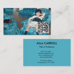 Carte De Visite Mary Cassatt - Petit Fauteuil bleu Girl - Code QR