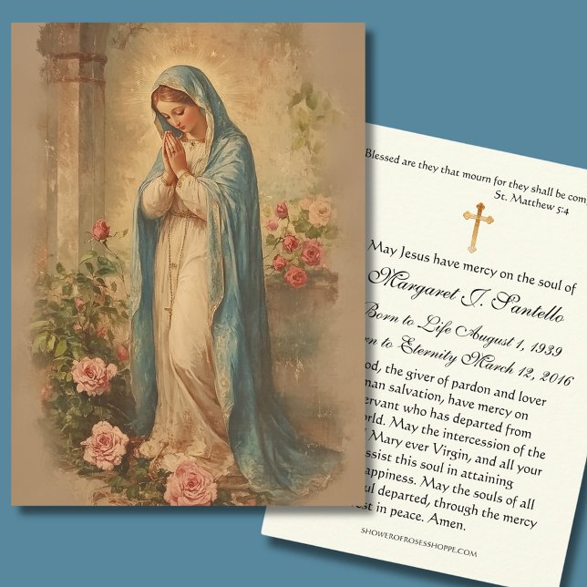 Carte De Visite Mary Praying Catholic Funeral Memorial Holy Card - (Créateur téléchargé)