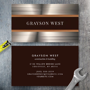 Carte De Visite Masculine Brossé Métal Construction moderne
