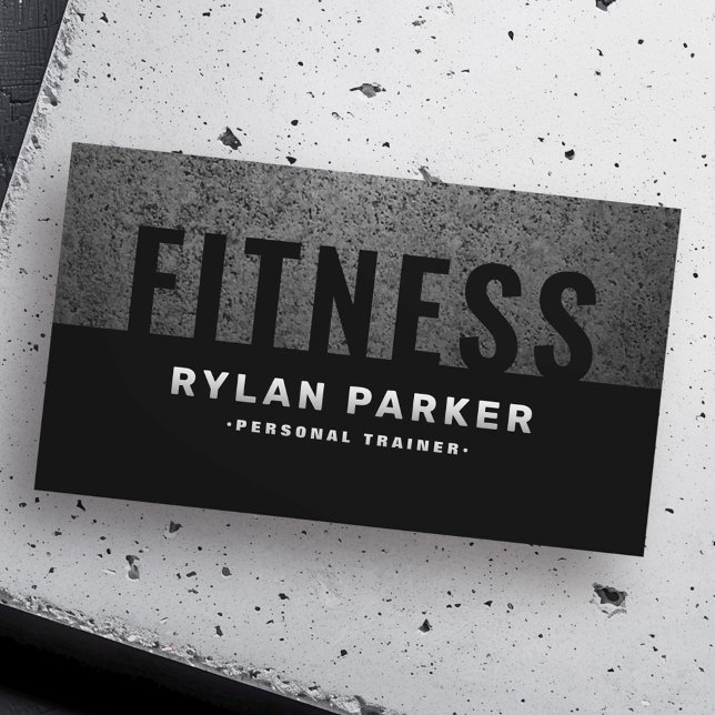 Carte De Visite Masculine fitness entraîneur personnel rugueux fon (Masculine fitness personal trainer rough dark business card)