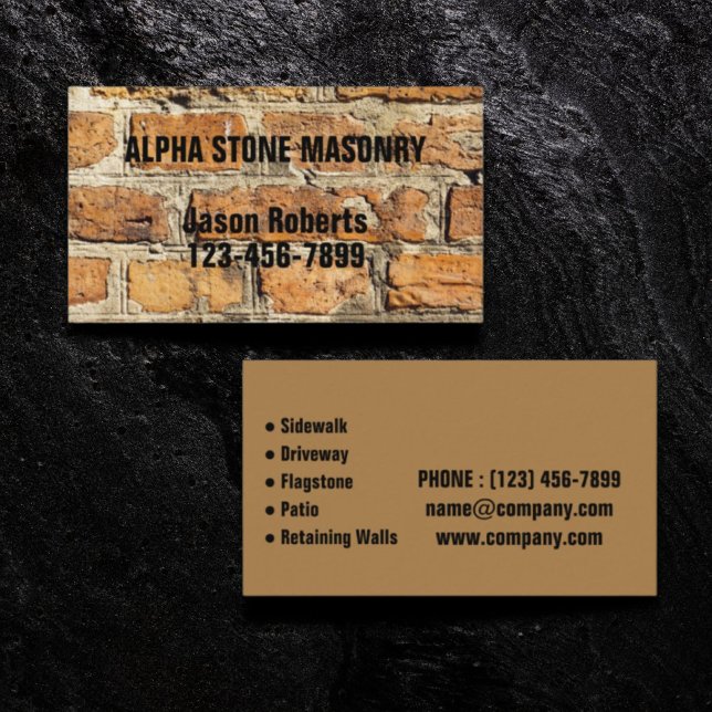 Carte De Visite Mason Entrepreneur en pierre Paver pavage pierre m (Mason Contractor Stone Paver Paving Stone Masonry Business Card)