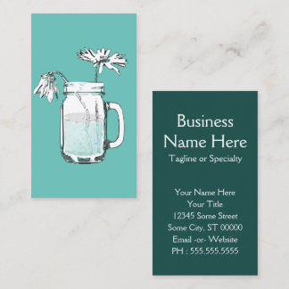 carte de visite mason jar daisies