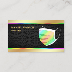 Carte De Visite Masque de couleur arc-en-ciel en feuille d'or