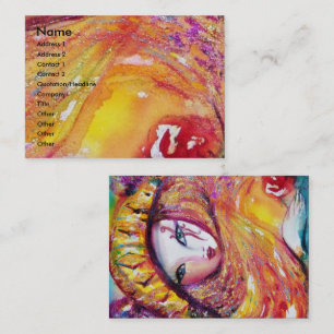 Carte De Visite MASQUE EN JAUNE AVEC ROSE ROUGE ROSE ROSE ROUGE Be