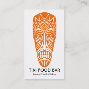 Carte De Visite Masque Tiki - Orange en blanc