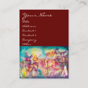 Carte De Visite MASQUERADE /DANSE ,MUSIQUE bleu vif rouge,rose