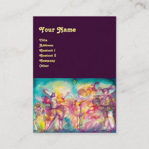 Carte De Visite MASQUERADE /DANSE ,MUSIQUE violet,bleu rouge,rose