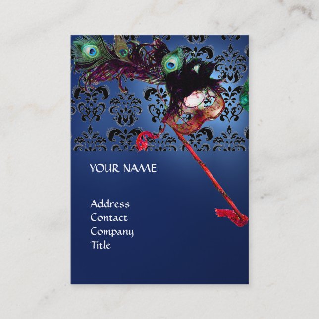 Carte De Visite MASQUERADE PARTY damas noir et blanc (Devant)