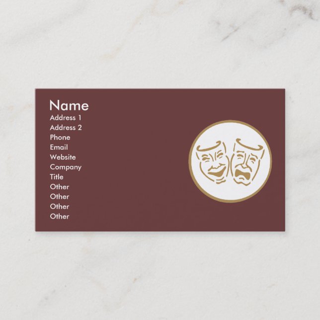 Carte De Visite Masques de drame (blanc et or) (Devant)