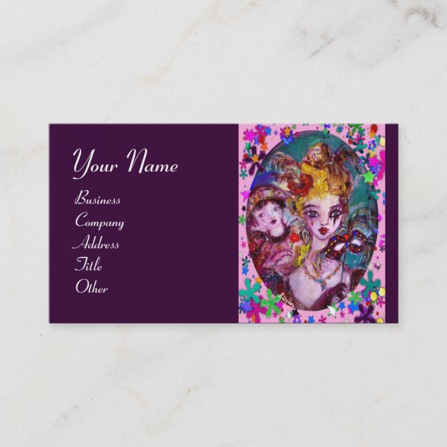 CARTE DE VISITE MASQUES DE MASQUÉRADE VALENTINE VÉNITIENNE (Devant)