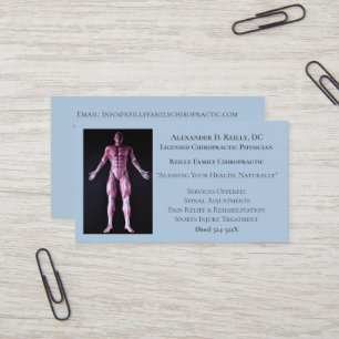 Carte De Visite Massage bleu Thérapie Chiropratique Docteur