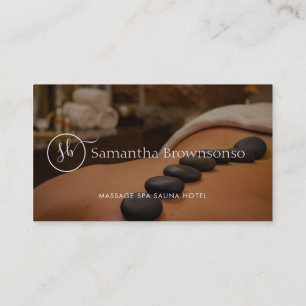 Carte De Visite Massage de détente au spa aux pierres chaudes Purp