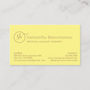 Carte De Visite Massage de retraite de spa à pierre chaude jaune