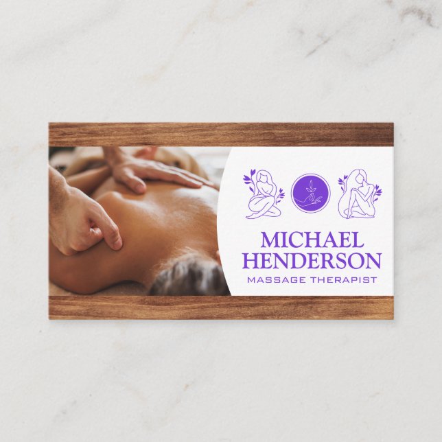 Carte De Visite Massage du dos | Beauté Soins de santé | Bois (Devant)