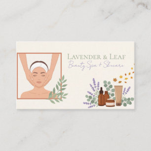 Carte De Visite Massage Facial au Lavande sur Fond Ivoire Chaud Sp