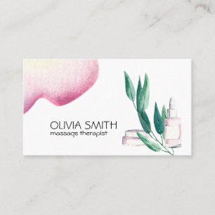 Carte De Visite Massage Floral Moderne Aquarelle Rustique 