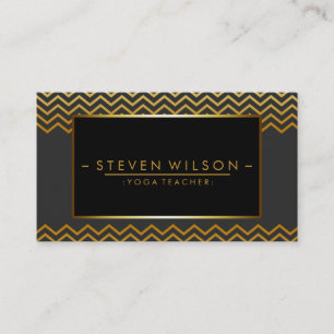 Carte De Visite Massage holistique de Yoga de Chevron Noir Or