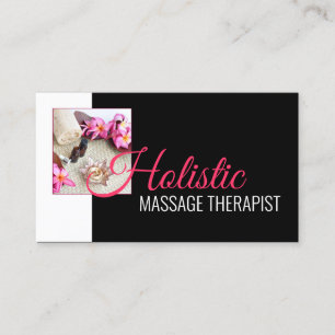 Carte De Visite Massage holistique Wellness Body Therapist Noir