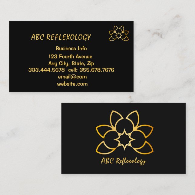 Carte De Visite MASSAGE REFLEXOLOGIE Holistique Alternative (Devant / Derrière)