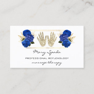 Carte De Visite Massage Réflexologie Reiki Mains Or QRCode Blanc