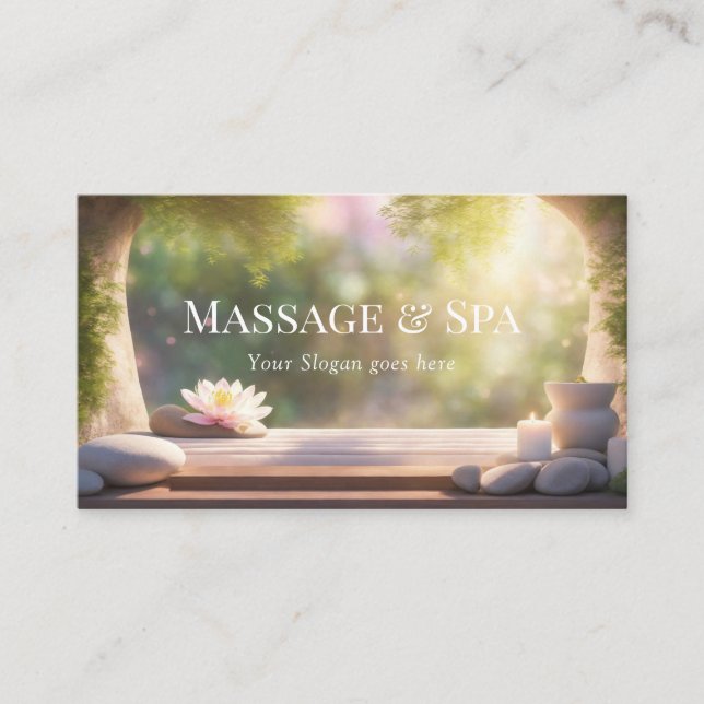 Carte De Visite Massage & Spa pierres de guérison pastel & Fleur d (Devant)