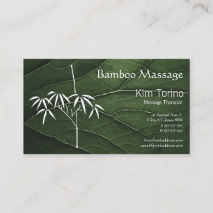 Carte De Visite Massage Thérapeute Bambou Grand Feuille Rendez-vou