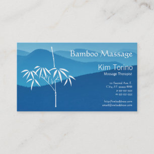 Carte De Visite Massage Thérapeute Bambou Misty Blue Rendez-vous