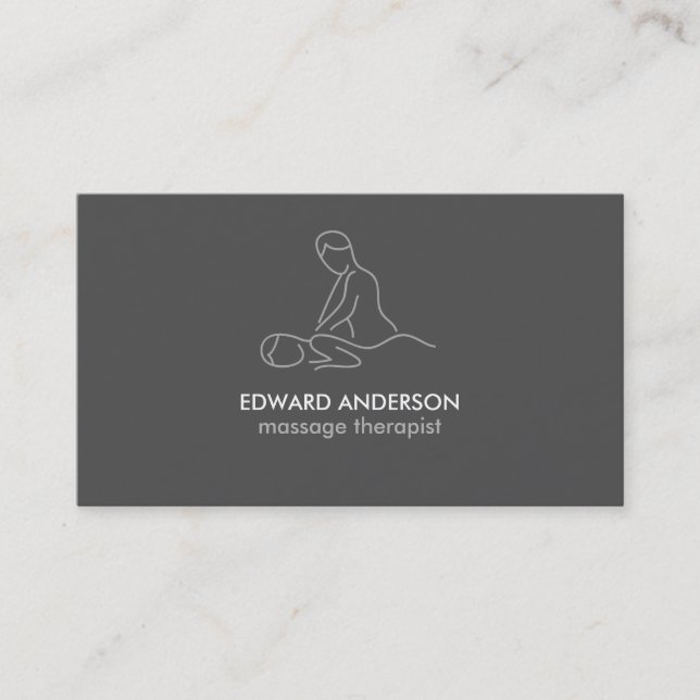 Carte De Visite Massage thérapeutique graphite gris Masseuse Spa (Devant)