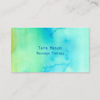 Carte De Visite Massage Thérapie Calme Vert Aquarelle Laver