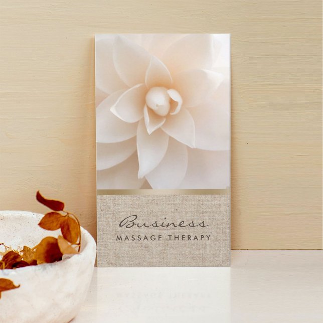 Carte De Visite Massage Thérapie Classy Flower & Burlap Spa de gué (Créateur téléchargé)