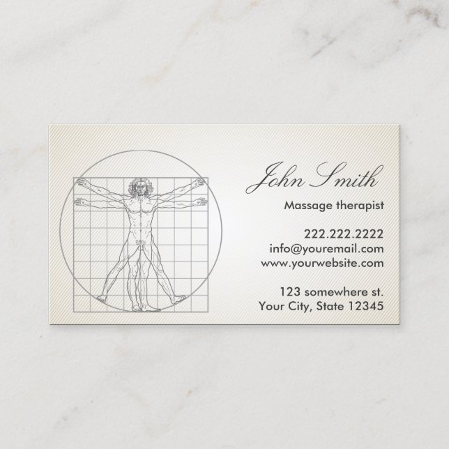 Carte De Visite Massage Thérapie Davinci Corps humain (Devant)