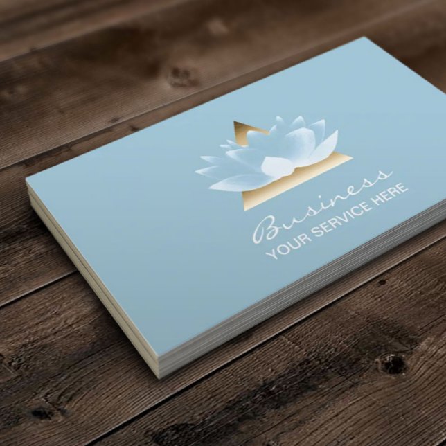 Carte De Visite Massage Thérapie Élégant Blue Lotus Floral Spa (Créateur téléchargé)