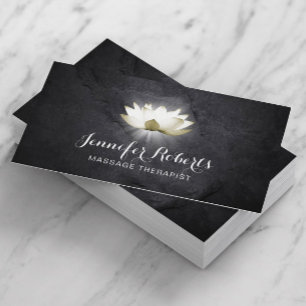 Carte De Visite Massage Thérapie Élégant Lotus Healing Salon