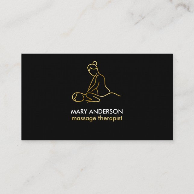 Carte De Visite Massage Thérapie Gold Masseuse Spa (Devant)