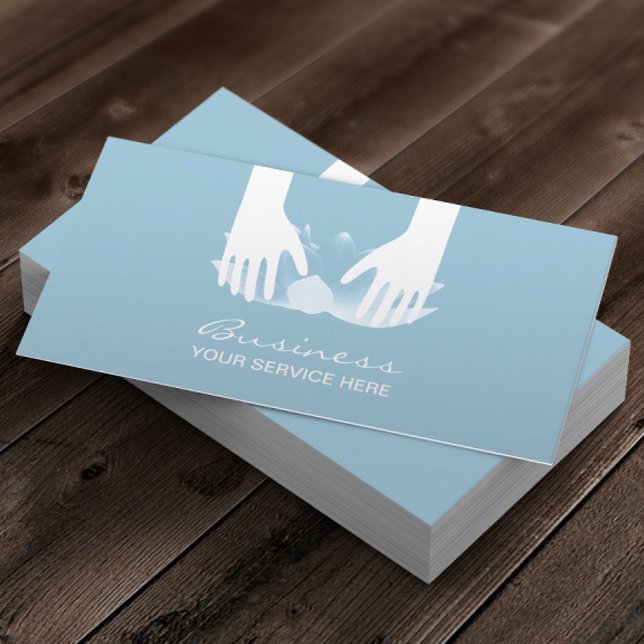 Carte De Visite Massage Thérapie Healing Hands & Blue Lotus Flower (Créateur téléchargé)