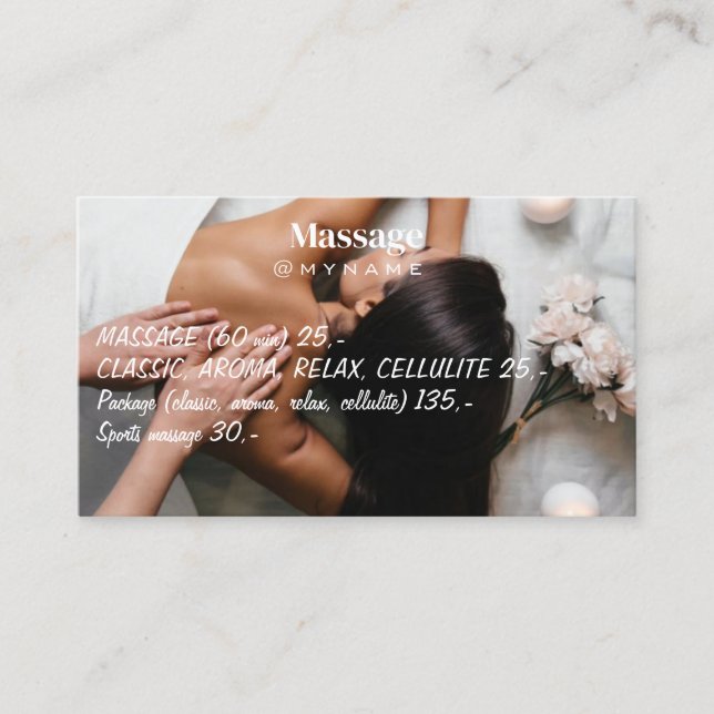 Carte De Visite Massage Thérapie Mains de guérison Spa de santé bo (Devant)