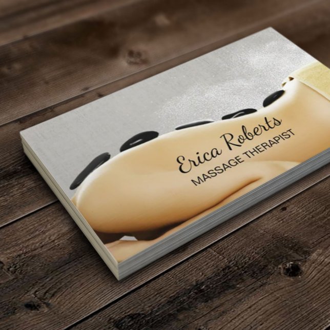 Carte De Visite Massage Thérapie Pierres Chaudes Beauté Spa Salon (Créateur téléchargé)