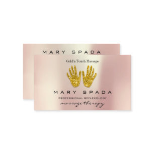 Carte De Visite Massage Thérapie Réflexologie Mains Reiki Rose Or1