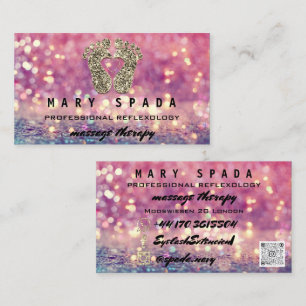 Carte De Visite Massage Thérapie Réflexologie Rose des pieds QRCod