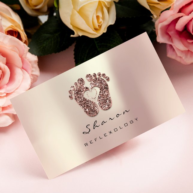 Carte De Visite Massage Thérapie Réflexologie Rose Parties scintil (Créateur téléchargé)