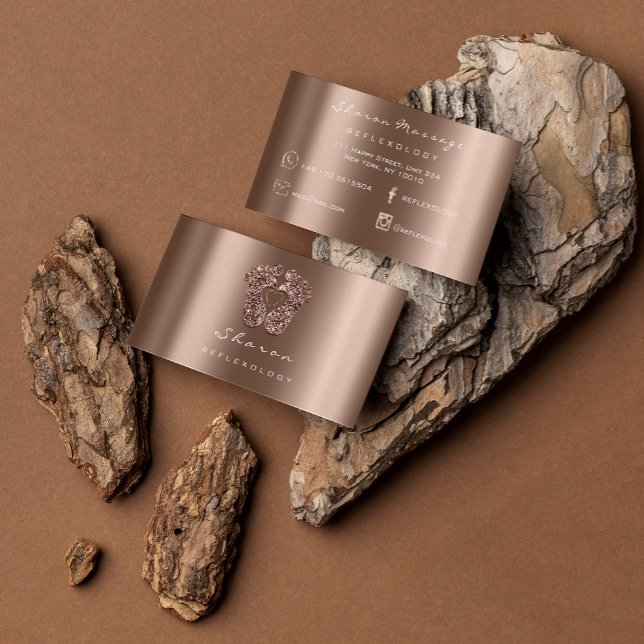 Carte De Visite Massage Thérapie Réflexologie Rose Pieds Parties s (Massage Therapy Reflexology Rose Gold Glitter Feet Business Card)