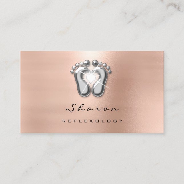 Carte De Visite Massage Thérapie Réflexologie Thérapie Rose Argent (Devant)