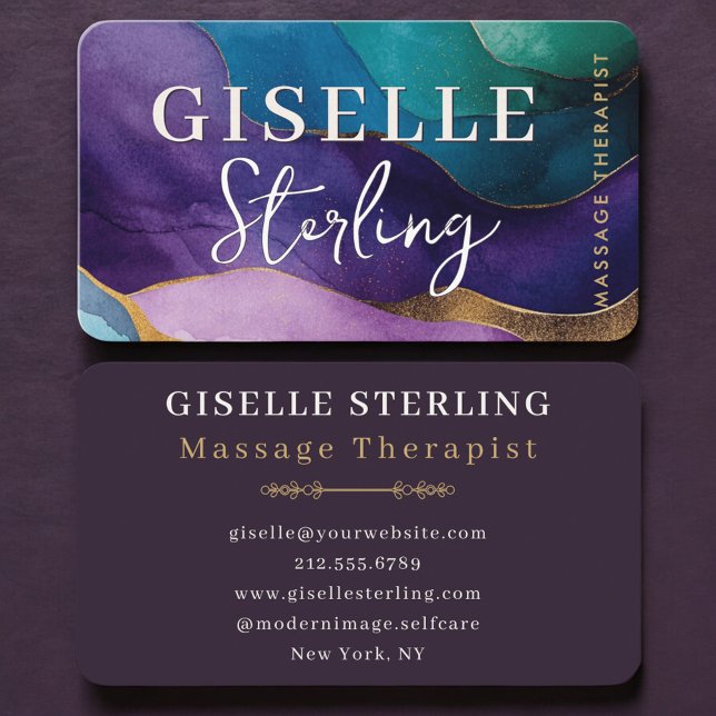 Carte De Visite Massage Therapist Purple (Créateur téléchargé)