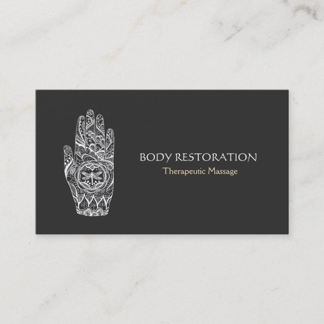 Carte De Visite Massage Thérapiste Henné Dragonfly Tattoo main 5a (Devant)