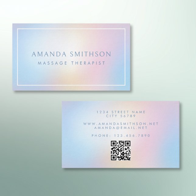 Carte De Visite Massage Thérapiste léger Gradient doux Code QR (Créateur téléchargé)