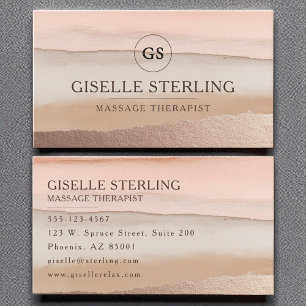 Carte De Visite Massage Thérapiste Rose Gold Blush Aquarelle Beige