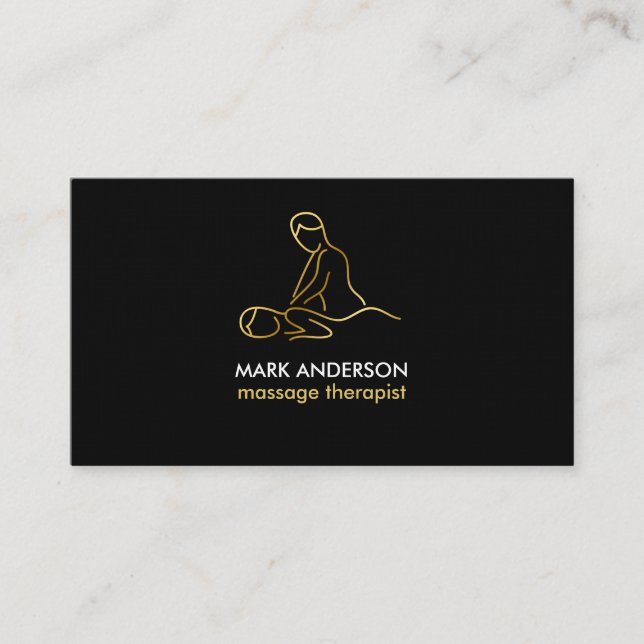 Carte De Visite Massage Therapy Gold Masseuse Spa (Devant)