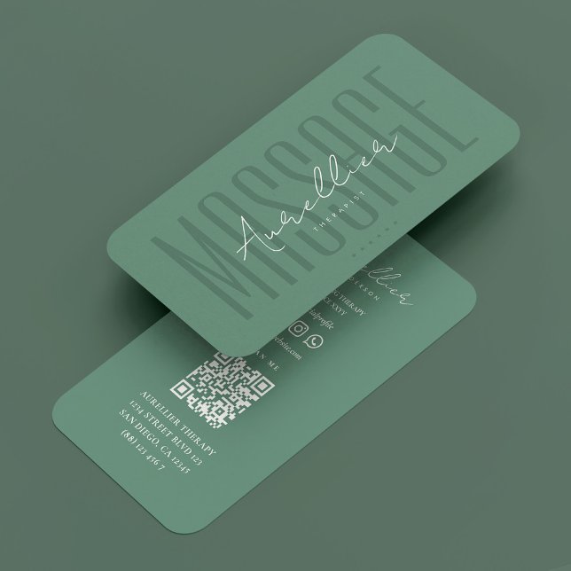 Carte De Visite Massage Turquoise Dusty Minimal (Minimal Dusty Teal Massage Physical Therapist Business Card
)